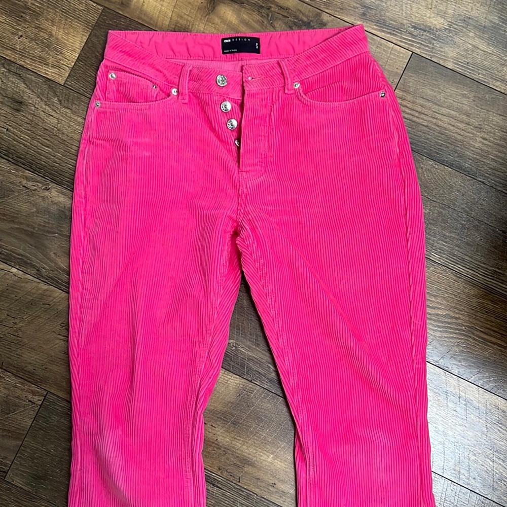 Hot pink corduroy pants from asos